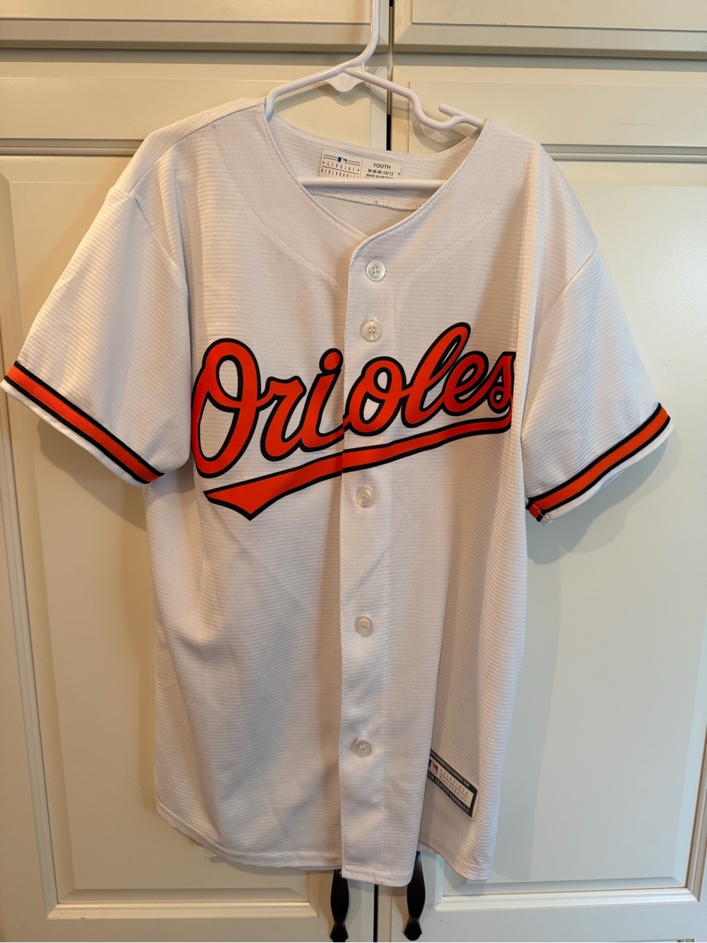 Nike Youth Med White Home Baltimore Orioles Button-Up Jersey Rutschman 35